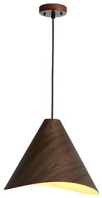 Tömörfa függőlámpa kábelen 1xE27/60W/230V, átmérő 45 cm, tömör diófa/kaucsukfa