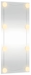 téglalap alakú üveg falitükör LED fényekkel 30 x 80 cm
