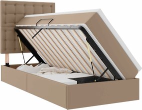 vidaXL Tárolós Ágy matracmal fejtámlával Kávé 90 x 190 cm Műbőr
