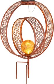 Globo 33644R Solar leszúrható lámpa rozsdabarna fém/üveg golyó pókháló mintával. Elemmel AAA 300mAh 1.2V, IP44, HxSzxM: 300x200x420mm, tartozék: LED 0.06W 3V, 2700K