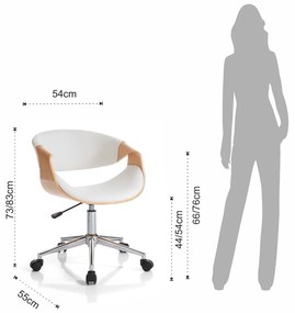 Fehér-natúr színű bőrutánzat irodai szék Visby – Tomasucci