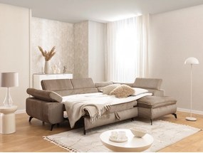 Barna kordbársony sarokkanapé (jobb oldali-L alakú) Marbeya – Ropez