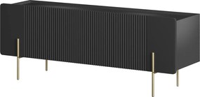 Malmi TV szekrény 150 cm - fekete matt / arany lábak