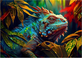 Üveg kép - Színes leguán (70x50 cm)