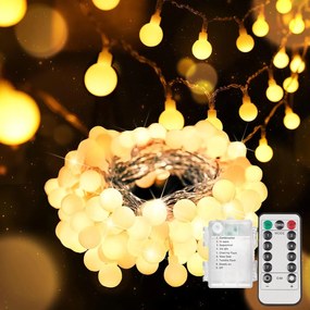 KarĂĄcsonyfa FĂ©nyfĂŒzĂ©r 13M 100LED Meleg FehĂ©r KĂŒltĂ©ri BeltĂ©ri LĂĄmpa