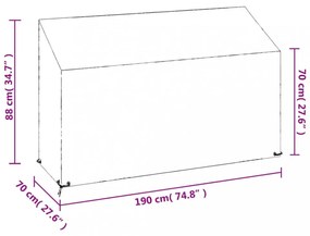 polietilén kerti pad huzat 8 fűzőlyukkal 190 x 70 x 70/88 cm