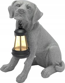 Mikilov Szobor Solar Led szürke vízálló kerti dekoráció Kutya