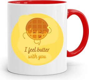 Piros Bögre Fiúnak És Feel Butter With You fényképes nyomattal