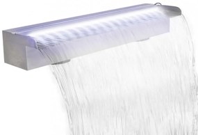 Négyszögletes rozsdamentes acél medence szökőkút LED fényekkel 60 cm