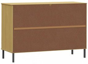 OSLO barna tömör fa tálalószekrény fém lábakkal 113x40x77 cm