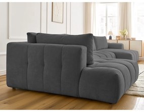 Sötétszürke kinyitható-tárolóhelyes sarokkanapé (bal oldali-U alakú) Fuji – Bobochic Paris