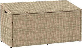 Bézs Színű Polyrattan Kerti Tárolóláda 110 X 50 X 58 Cm