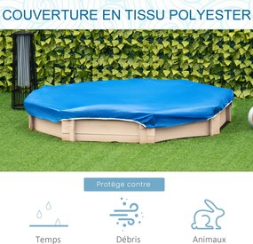 Outsunny Nyolcszögletű Fa Homokozó 139,5L x 139,5W x 21,5H cm - 4 Pad - Takaróponyva, Nem Szőtt Talajtakaró Tartozik - Előolajozott Fenyőfa | Aosom