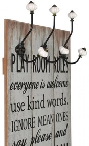 Falra szerelhető fogas 6 akasztóval 120 x 40 cm „THANK YOU”