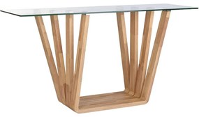 Modern design diófa konzolasztal üveg lappal natúr barna