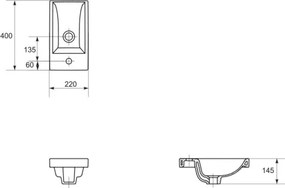Cersanit K32-001-BOX - COMO beépíthető mosdó 22×40 cm, kerámia, fényes fehér