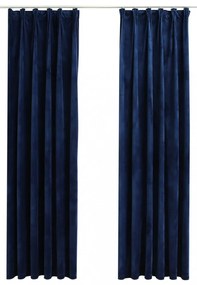 vidaXL 2 db sötétkék bársony sötétítőfüggöny kampókkal 140 x 225 cm