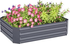 Outsunny Acélból készült magaságyás, Ültetőágy, Hidegkeretes Kertészeti Ágy, Virágdozó Összecsukható, Zöldségágy 120x90x30cm Kert Balconra, Ültető a V