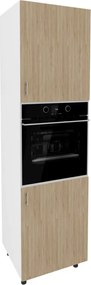 Benita 2 ajtós Magas konyhaszekrény Természetes fa-Fehér 60x57x210 cm N