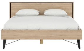 Natúr színű franciaágy ágyráccsal 160x200 cm tölgyfa dekorral Ry – Tvilum