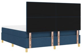 Box Spring Ágy Matraccal és LED Tengerészkék 180x200 cm Szövet