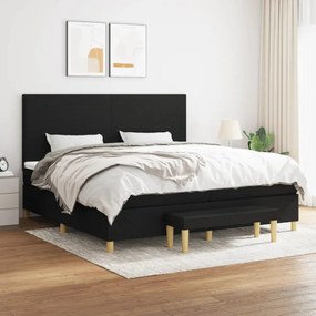 Fekete szövet rugós ágy matraccal 200 x 200 cm