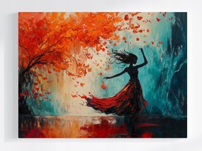 Vászonkép Canvas Figura Nő Ősz Fa Tánc Mozgás 100x75