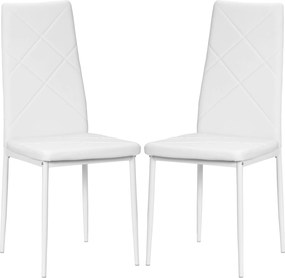 HOMCOM 2 db Kárpitozott Magas Hátú Étkezőszék, Konyhai Székek Műbőrből Gyémánt Steppeléssel, Csúszásmentes Lábakkal és Acél Lábbal a Nappaliba, 41x50x