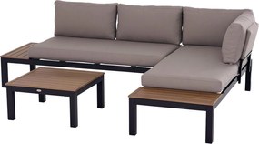 Outsunny 3 részes Kültéri Bútor Készlet Kávézó Asztallal, Párnával Ellátott Kanapé, Alumínium, 164 x 74 x 69 cm | Aosom