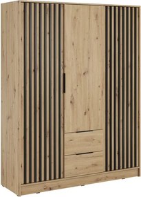 Neria gardróbszekrény 155 cm - artisan tölgy / fekete