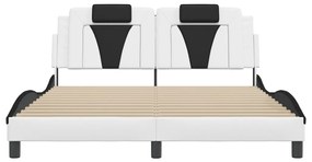 fehér és fekete ágykeret Viana LED-ekkel matrac nélkül 160 x 200 cm