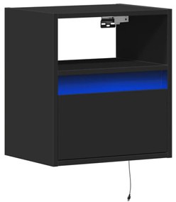 fekete fali TV-szekrény LED-világítással 41x31x45 cm