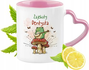 Fogorvosi bögre Rózsaszín, szív alakú füllel Kávé ajándék