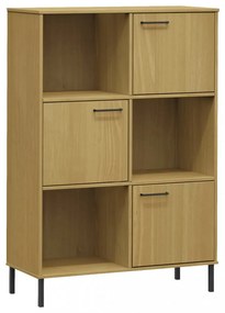 OSLO barna tömör fa könyvszekrény fém lábakkal 90x35x128,5 cm