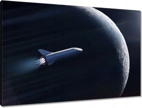 Vászonkép 90x60 Rakéta a hold hátterében