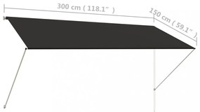 feltekerhető antracitszürke napellenző 300 x 150 cm