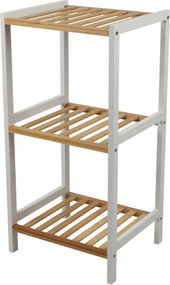 3-szintes polc 35x30x70 cm, fehér, bambusz