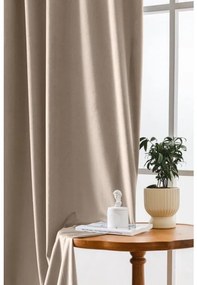 Világosbarna sötétítő VELVET függöny 140x250 cm Felfüggesztés: Fém gyűrűk