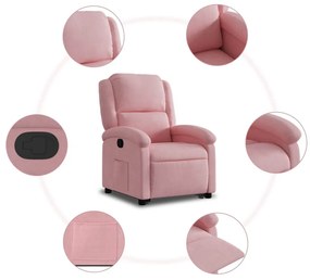 rózsaszín bársony felállást segítő dönthető fotel