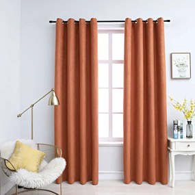 vidaXL 2 db rozsdavörös sötétítőfüggöny fémgyűrűkkel 140 x 225 cm