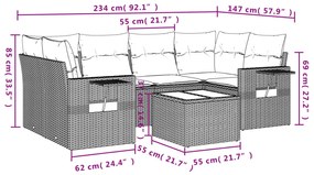 7 részes bézs polyrattan kerti ülőgarnitúra párnákkal