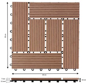 Deuba WPC csempe - 11 db-os készlet, 30x30 cm mozaik