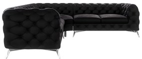 Fekete bársony sarokkanapé Chelsea – Ropez