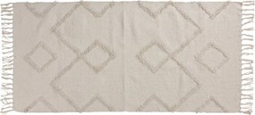 Pamutszőnyeg Rojtokkal Téglalap Alakú Fehér 70 x 140 cm Beltéri