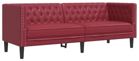 2 részes bordó műbőr Chesterfield kanapégarnitúra