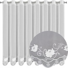 Függöny Kész Leti Fehér Hímzett Átvezető Krémszínű Függöny 160x350 cm Fátyol