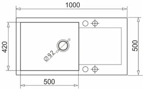 Pyramis 70089601 - MIDO 100x50 cm gránit konyhai mosogató, fekete