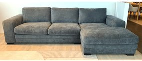 Yakima 2,5 üléses kanapé jobbos ottománnal, szürke szövet