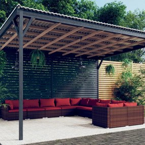 vidaXL 10 részes barna polyrattan kerti ülőgarnitúra párnákkal