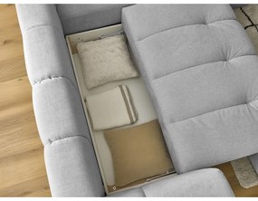 Világosszürke kinyitható-tárolóhelyes sarokkanapé (jobb oldali-L alakú) Fuji – Bobochic Paris